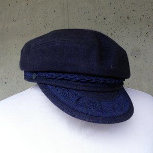 Greek wool fisherman's cap, blue, made in Greece